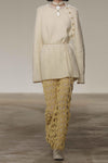 SWAYING 25 Fall/Winter Collection: Crochet-detail wrap-style silk-blend maxi dress SW-SW25AW3B01C2S2-HUANG (Yellow)